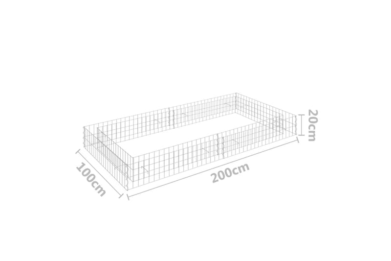 Korotettu kivikori/kukkalaatikko galvanoitu teräs 200x100x20 - Hopea - Talo & remontointi - Näkösuojat & aitaukset - Muuri - Kivikori