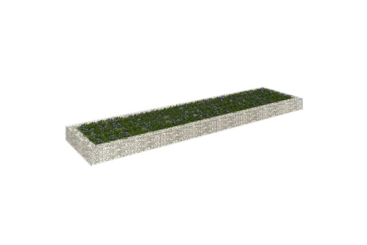 Korotettu kivikori/kukkalaatikko galvanoitu teräs 400x100x20 - Hopea - Kivikori