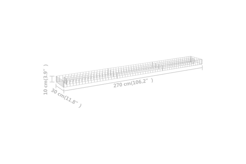 Korotettu kivikori/kukkalaatikko teräs 270x30x10 cm - Kivikori
