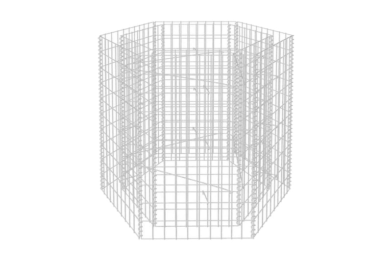 Korotettu kuusikulmainen gabion-/kivikorikehys 100x90x100 cm - Hopea - Talo & remontointi - Näkösuojat & aitaukset - Muuri - Kivikori