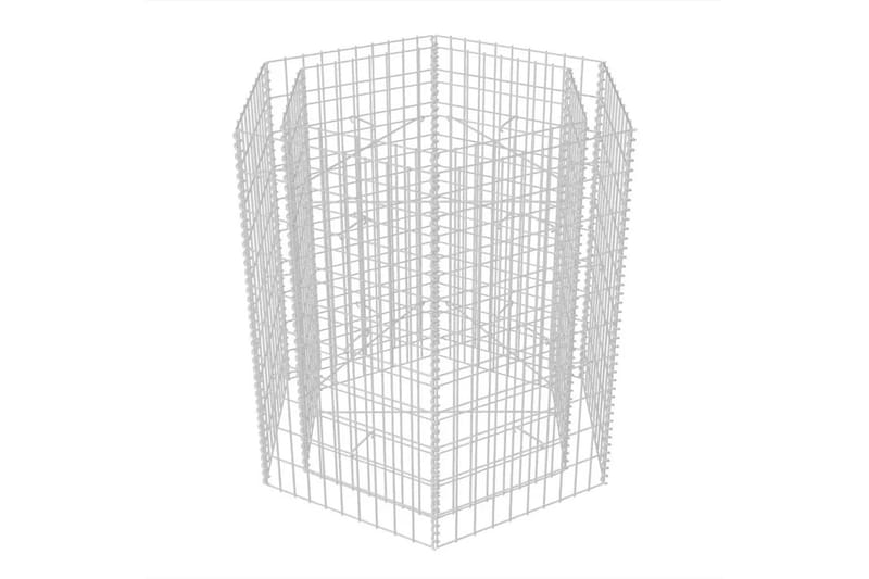 Korotettu kuusikulmainen gabion-/kivikorikehys 100x90x100 cm - Hopea - Talo & remontointi - Näkösuojat & aitaukset - Muuri - Kivikori