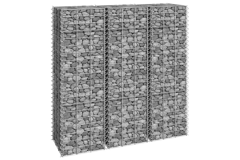 Korotetut kivikorit 3 kpl 30x30x100 cm rauta - Talo & remontointi - Näkösuojat & aitaukset - Muuri - Kivikori