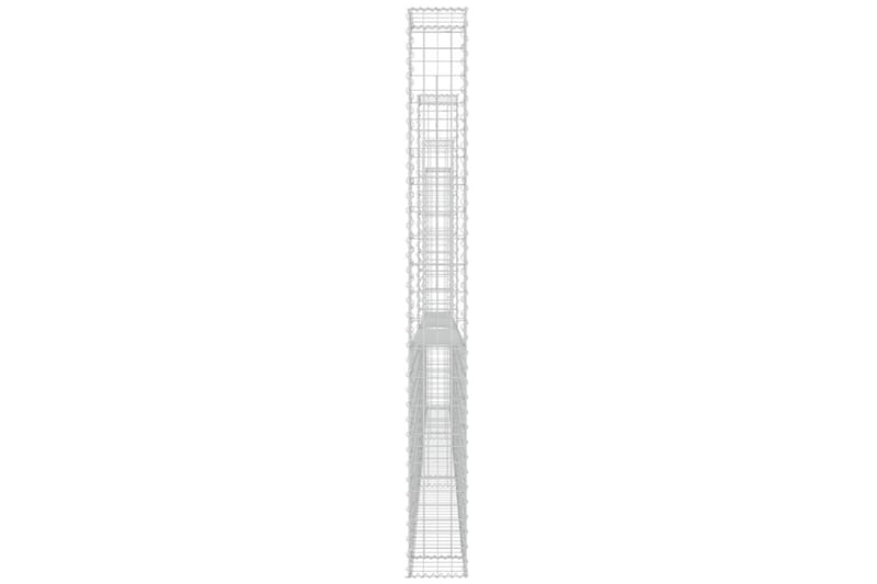 U-muotoiset kivikorit 4 pylväällä rauta 380x20x200 cm - Hopea - Talo & remontointi - Näkösuojat & aitaukset - Muuri - Kivikori