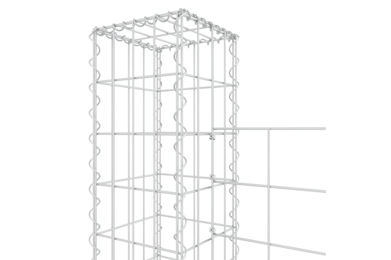 U-muotoiset kivikorit 5 pylväällä rauta 500x20x150 cm - Hopea - Talo & remontointi - Näkösuojat & aitaukset - Muuri - Kivikori