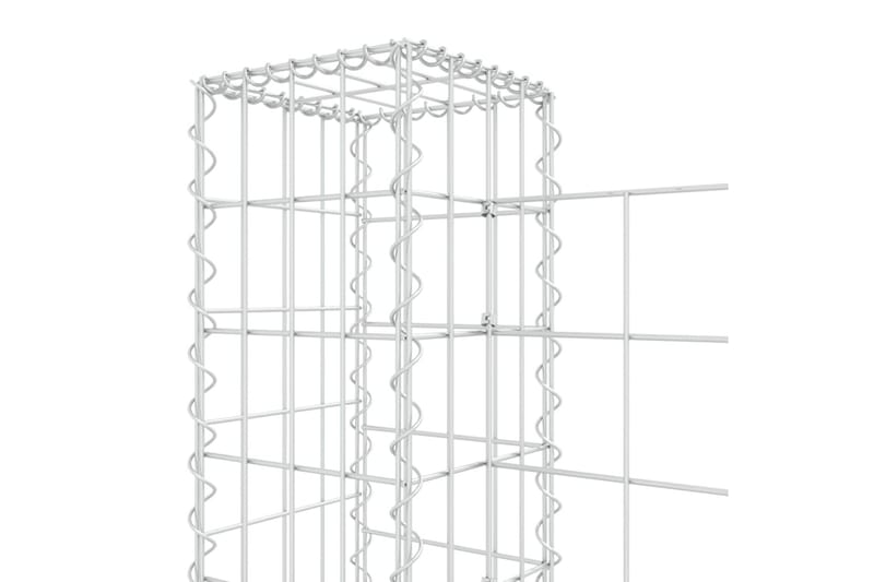 U-muotoiset kivikorit 5 pylväällä rauta 500x20x100 cm - Hopea - Talo & remontointi - Näkösuojat & aitaukset - Muuri - Kivikori