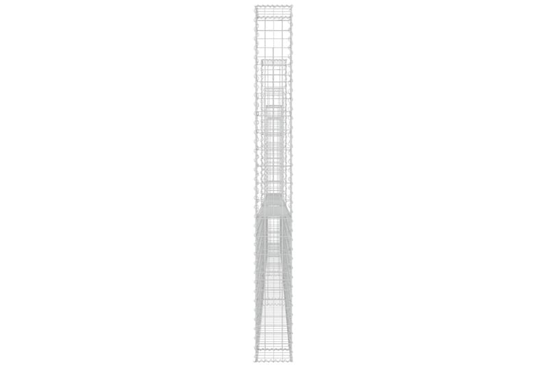 U-muotoiset kivikorit 5 pylväällä rauta 500x20x200 cm - Hopea - Talo & remontointi - Näkösuojat & aitaukset - Muuri - Kivikori