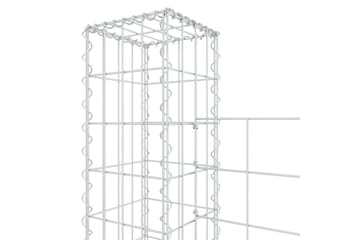 U-muotoiset kivikorit 7 pylväällä rauta 740x20x150 cm - Hopea - Talo & remontointi - Näkösuojat & aitaukset - Muuri - Kivikori