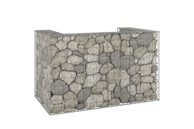 Kivikoriseinä roska-astioille galvanoitu teräs 180x100x110 c - Hopea - Talo & remontointi - Näkösuojat & aitaukset - Muuri - Kivikori
