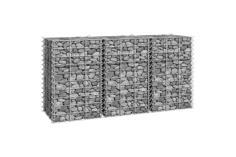 Korotetut kivikorit 3 kpl 30x30x50 cm rauta - Talo & remontointi - Näkösuojat & aitaukset - Muuri - Kivikori