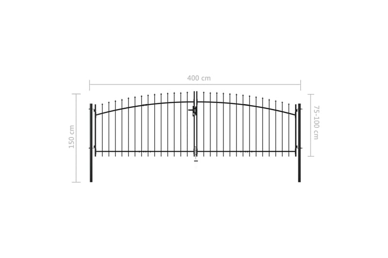 Aitaportti keihäskärjillä 400x150 cm - Musta - Talo & remontointi - Näkösuojat & aitaukset - Portti
 - Portti ulos