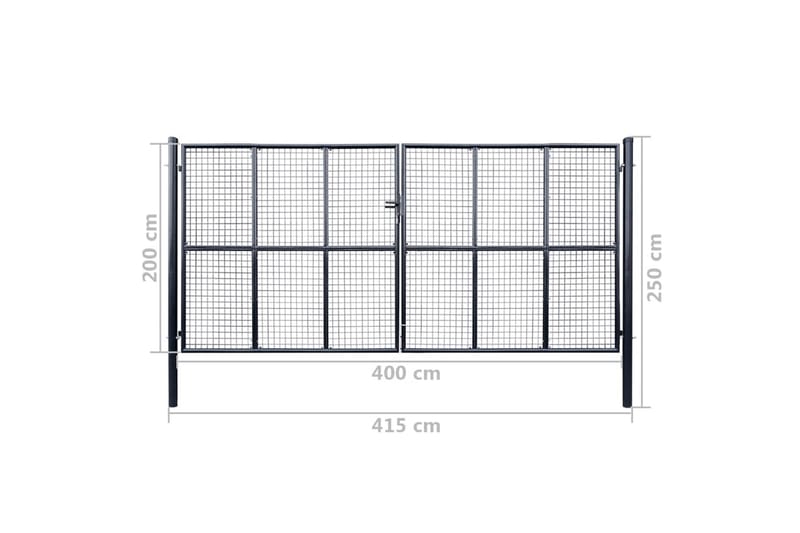 Puutarhaportti galvanoitu teräsverkko 400x200 cm harmaa - Harmaa - Talo & remontointi - Näkösuojat & aitaukset - Portti
 - Portti ulos