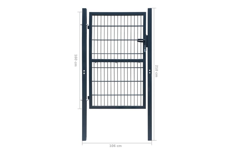 2D Aitaportti (Yksinkertainen) Antrasiitti Harmaa 106 x 210 - Harmaa - Talo & remontointi - Näkösuojat & aitaukset - Portti
 - Puuportti