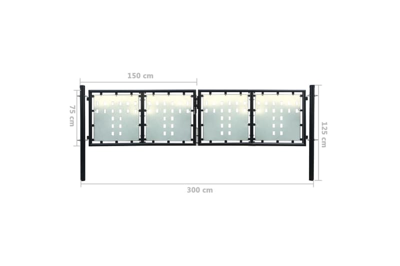 Musta Kaksiovinen Aitaportti 300 x 125 cm - Musta - Talo & remontointi - Näkösuojat & aitaukset - Portti
 - Puuportti