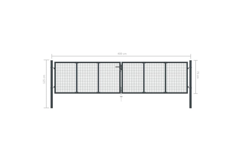 Puutarhaportti galvanoitu teräsverkko 400x125 cm harmaa - Harmaa - Talo & remontointi - Näkösuojat & aitaukset - Portti
 - Portti ulos