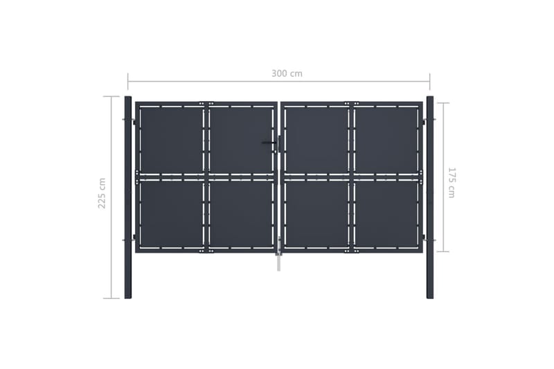 Puutarhaportti teräs 300x175 cm antrasiitti - Harmaa - Talo & remontointi - Näkösuojat & aitaukset - Portti
 - Portti ulos