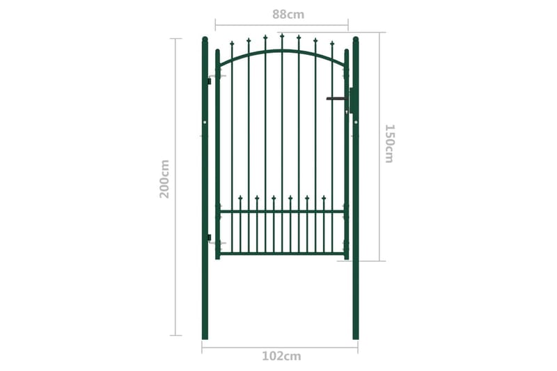 Puutarhaportti piikeillä teräs 100x150 cm vihreä - Vihreä - Talo & remontointi - Näkösuojat & aitaukset - Portti
 - Portti ulos