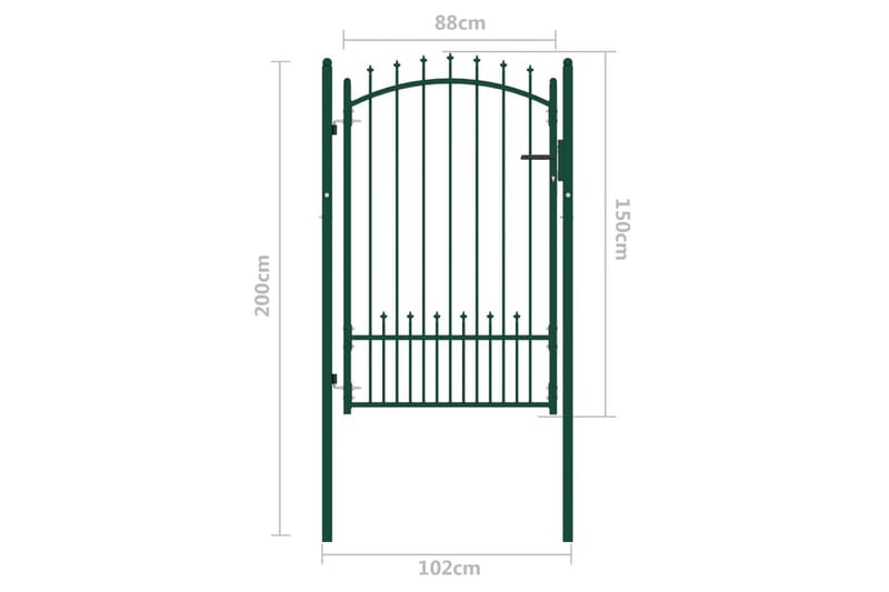 Puutarhaportti piikeillä teräs 100x150 cm vihreä - Vihreä - Takorautaportti & rautaportti - Portti ulos