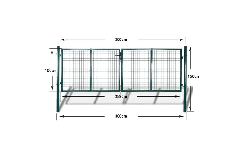 Aitaportti teräs 306x150 cm vihreä - Vihreä - Talo & remontointi - Näkösuojat & aitaukset - Portti
 - Takorautaportti & rautaportti