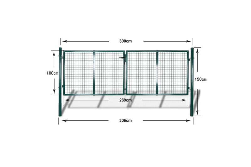 Aitaportti teräs 306x150 cm vihreä - Vihreä - Takorautaportti & rautaportti - Portti ulos