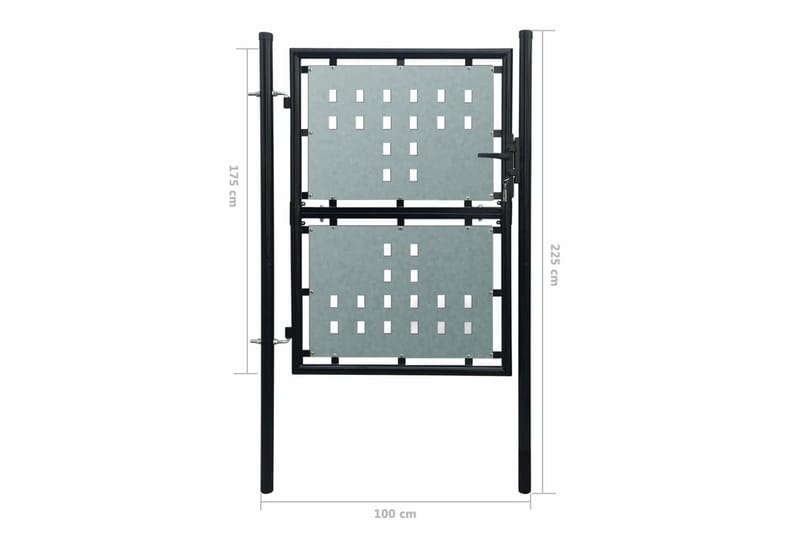 Musta Yksiovinen Aitaportti 100 x 225 cm - Musta - Talo & remontointi - Näkösuojat & aitaukset - Portti
 - Takorautaportti & rautaportti