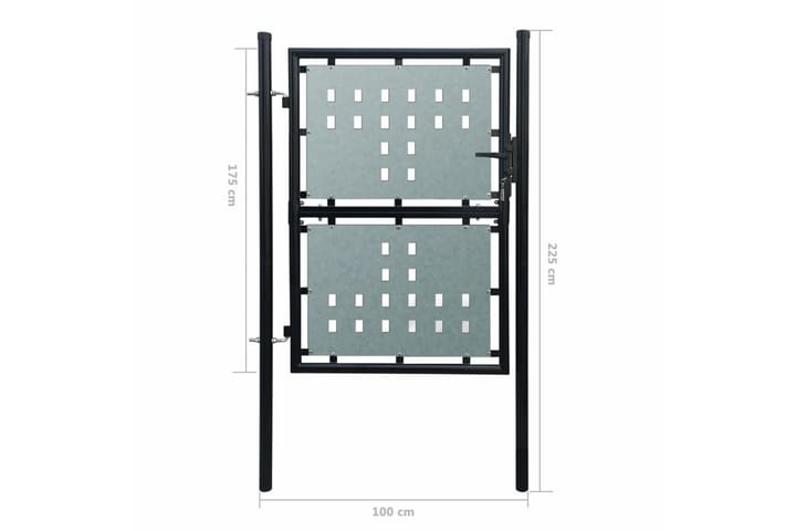 Musta Yksiovinen Aitaportti 100 x 225 cm - Musta - Portti ulos - Takorautaportti & rautaportti