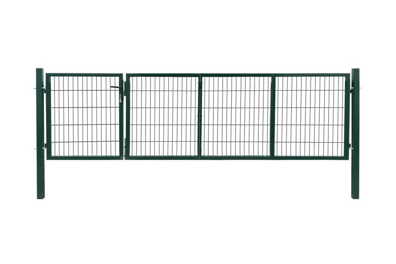 Puutarha-aidan portti tolpilla 350x100 cm teräs vihreä - Vihreä - Talo & remontointi - Näkösuojat & aitaukset - Portti
 - Takorautaportti & rautaportti