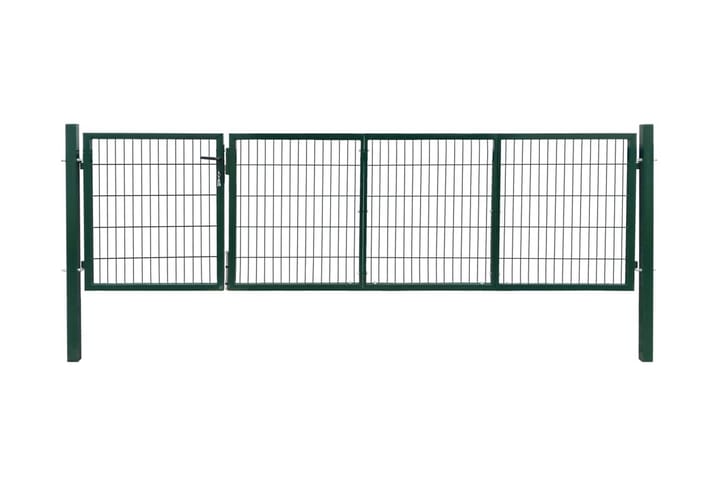 Puutarha-aidan portti tolpilla 350x100 cm teräs vihreä - Vihreä - Takorautaportti & rautaportti - Portti ulos