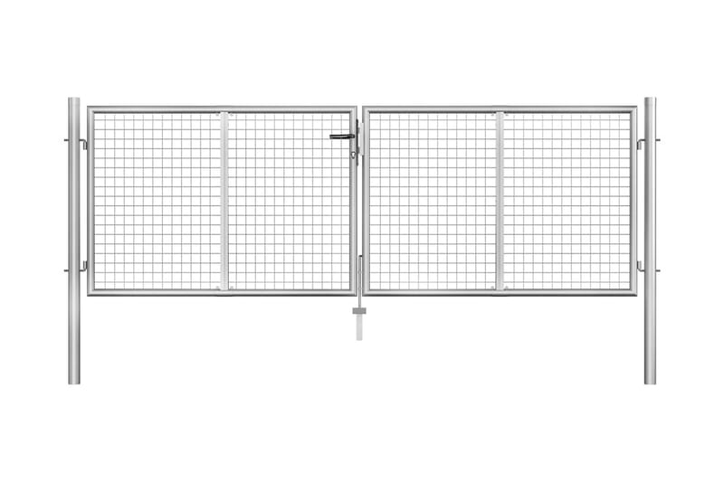 Puutarhaportti galvanoitu teräs 306x125 cm hopea - Hopea - Takorautaportti & rautaportti - Portti ulos