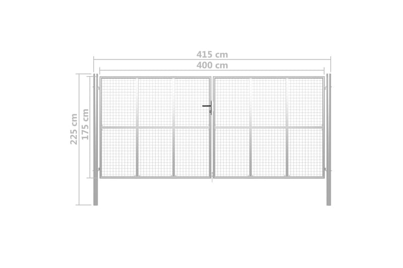 Puutarhaportti galvanoitu teräs 415x225 cm hopea - Hopea - Talo & remontointi - Näkösuojat & aitaukset - Portti
 - Takorautaportti & rautaportti