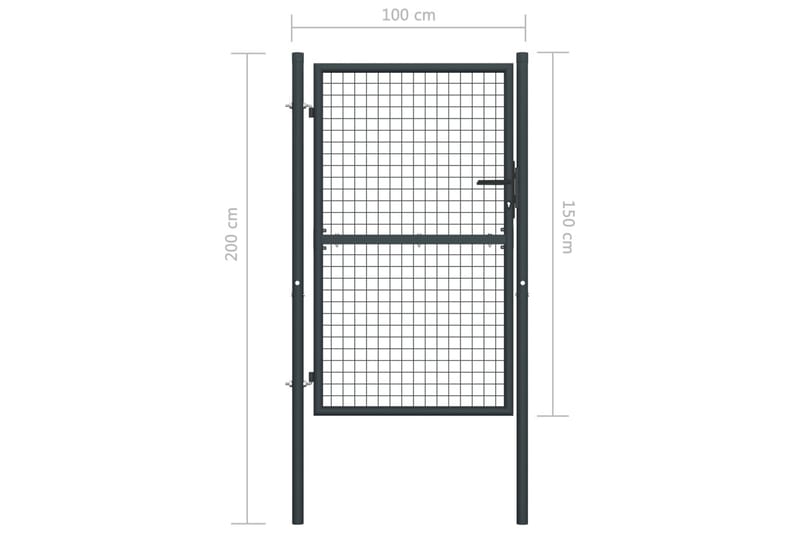 Puutarhaportti galvanoitu teräsverkko 100x200 cm harmaa - Harmaa - Takorautaportti & rautaportti - Portti ulos