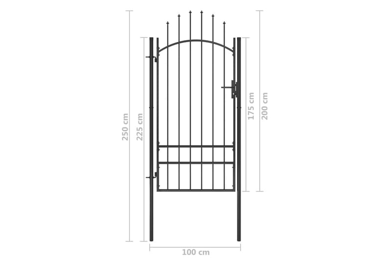 Puutarhaportti teräs 1x2,5 m musta - Takorautaportti & rautaportti - Portti ulos