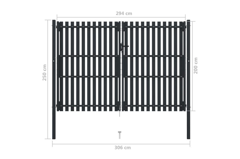 Tuplaovi pihaportti teräs 306x250 cm antrasiitti - Antrasiitti - Talo & remontointi - Näkösuojat & aitaukset - Portti
 - Portti ulos