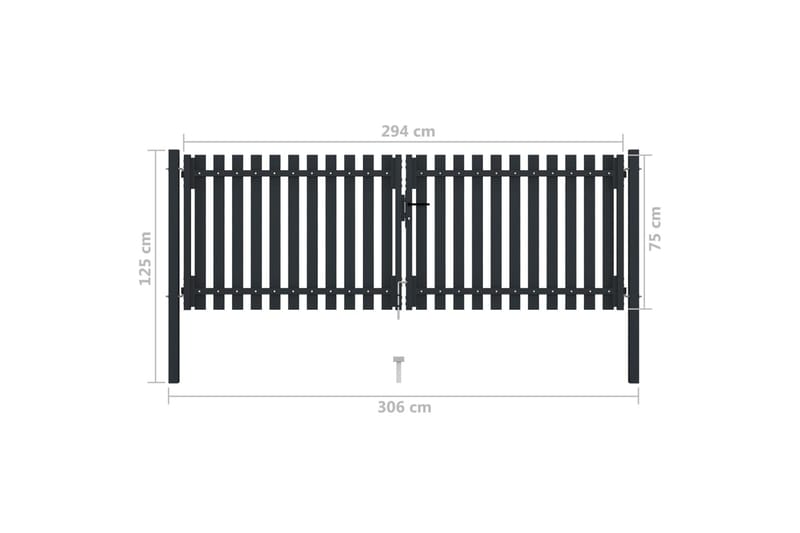 Tuplaovi pihaportti teräs 306x125 cm antrasiitti - Antrasiitti - Talo & remontointi - Näkösuojat & aitaukset - Portti
 - Portti ulos