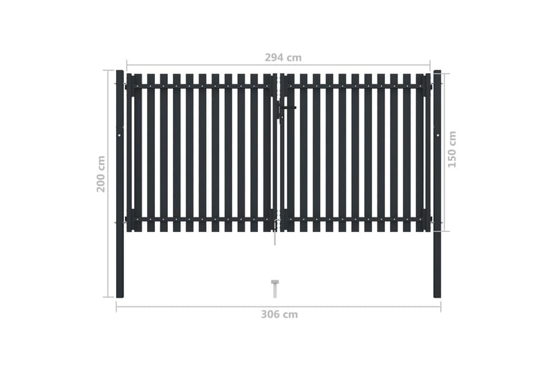 Tuplaovi pihaportti teräs 306x200 cm antrasiitti - Antrasiitti - Talo & remontointi - Näkösuojat & aitaukset - Portti
 - Portti ulos