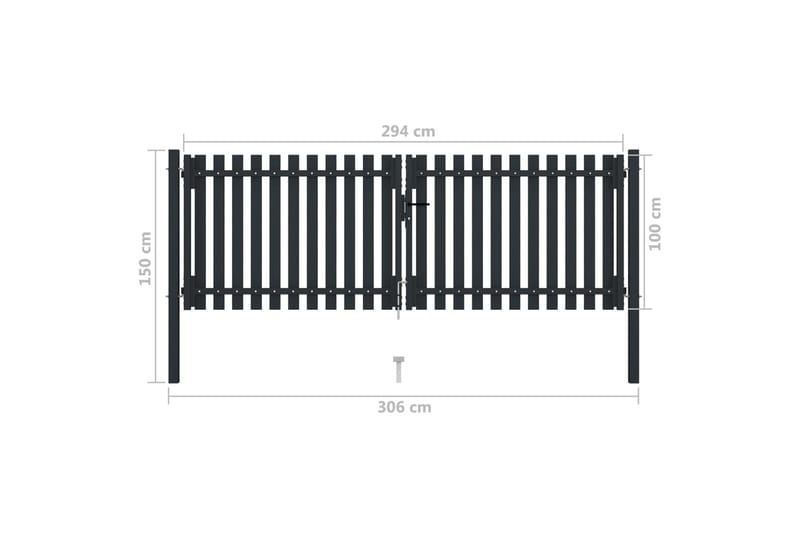 Tuplaovi pihaportti teräs 306x150 cm antrasiitti - Antrasiitti - Talo & remontointi - Näkösuojat & aitaukset - Portti
 - Portti ulos