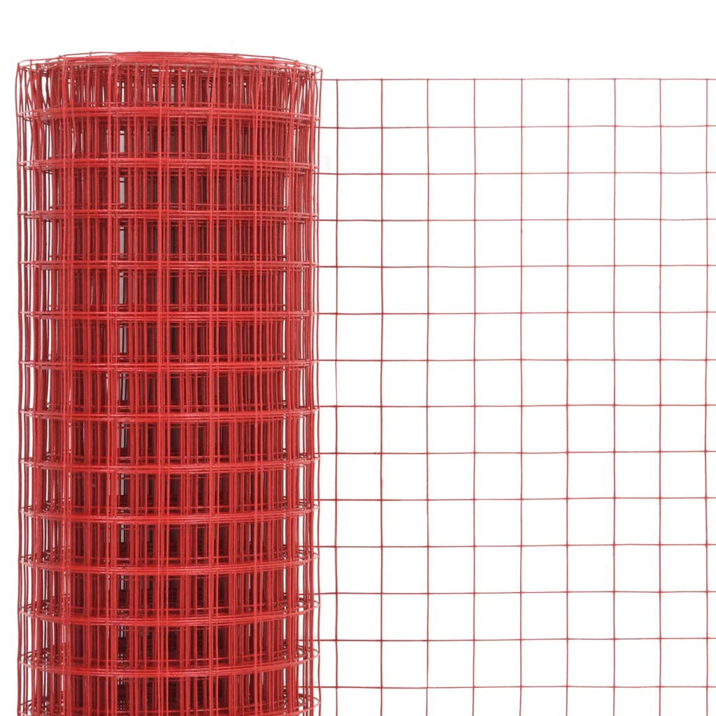 Kanaverkko teräs PVC pinnoitteella 10x1,5 m punainen - Punainen