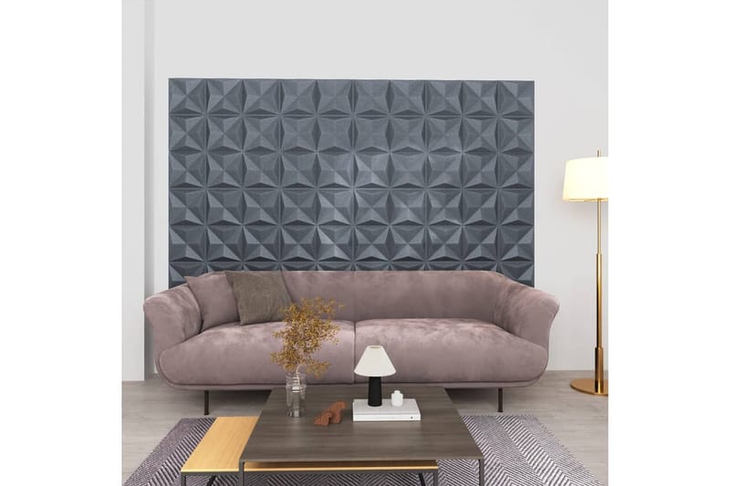 beBasic 3D-seinäpaneelit 12 kpl 50x50 cm harmaa origami 3 mÂ² - Harmaa - Talo & remontointi - Rakentaminen - Lattiat & seinät & katot - Lattia & seinäpinnat
