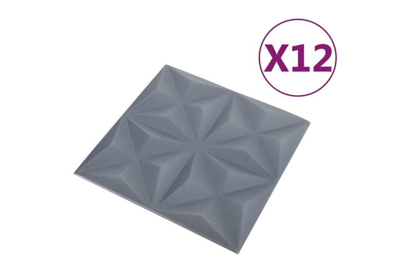 beBasic 3D-seinäpaneelit 12 kpl 50x50 cm harmaa origami 3 mÂ² - Harmaa - Talo & remontointi - Rakentaminen - Lattiat & seinät & katot - Lattia & seinäpinnat