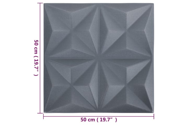 beBasic 3D-seinäpaneelit 12 kpl 50x50 cm harmaa origami 3 mÂ² - Harmaa - Lattia & seinäpinnat