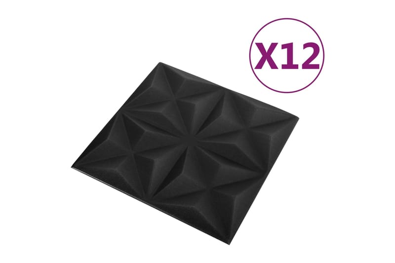 beBasic 3D-seinäpaneelit 12 kpl 50x50 cm musta origami 3 mÂ² - Musta - Talo & remontointi - Rakentaminen - Lattiat & seinät & katot - Lattia & seinäpinnat