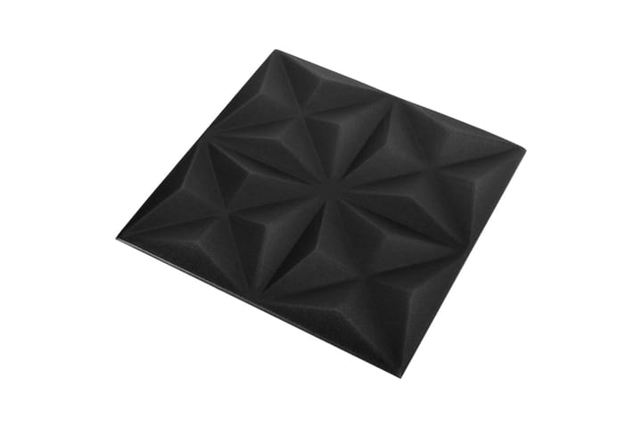 beBasic 3D-seinäpaneelit 12 kpl 50x50 cm musta origami 3 mÂ² - Musta - Lattia & seinäpinnat