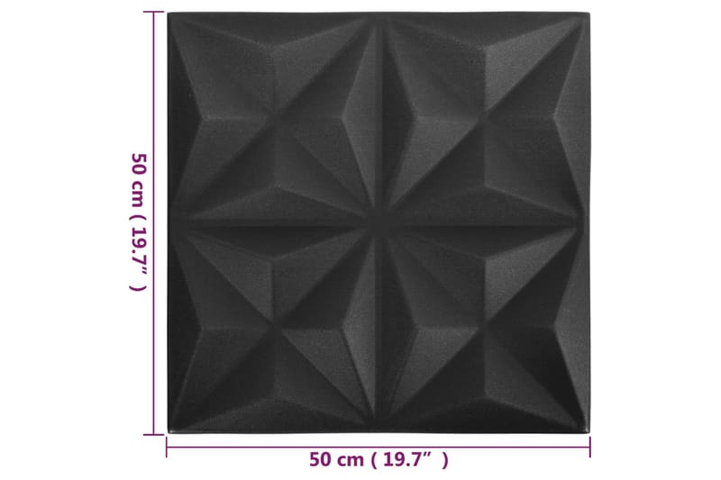 beBasic 3D-seinäpaneelit 12 kpl 50x50 cm musta origami 3 mÂ² - Musta - Talo & remontointi - Rakentaminen - Lattiat & seinät & katot - Lattia & seinäpinnat