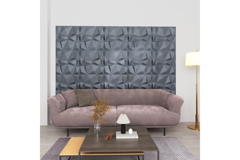 beBasic 3D-seinäpaneelit 12 kpl 50x50 cm timantinharmaa 3 mÂ² - Harmaa - Talo & remontointi - Rakentaminen - Lattiat & seinät & katot - Lattia & seinäpinnat