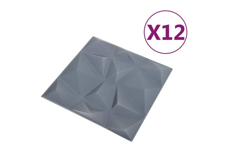 beBasic 3D-seinäpaneelit 12 kpl 50x50 cm timantinharmaa 3 mÂ² - Harmaa - Talo & remontointi - Rakentaminen - Lattiat & seinät & katot - Lattia & seinäpinnat