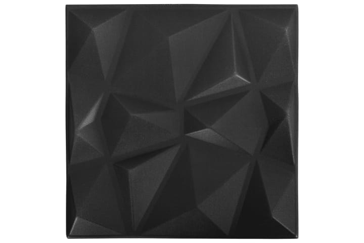 beBasic 3D-seinäpaneelit 12 kpl 50x50 cm timantinmusta 3 mÂ² - Musta - Lattia & sein�äpinnat