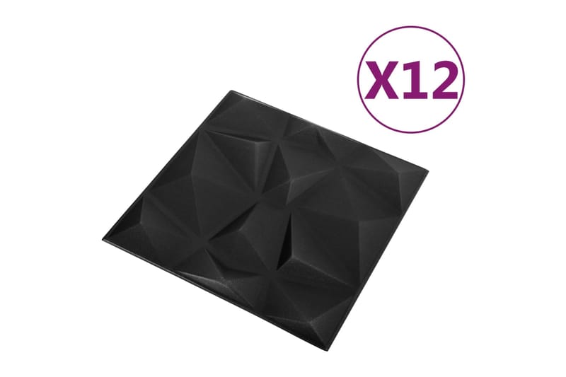 beBasic 3D-seinäpaneelit 12 kpl 50x50 cm timantinmusta 3 mÂ² - Musta - Talo & remontointi - Rakentaminen - Lattiat & seinät & katot - Lattia & seinäpinnat