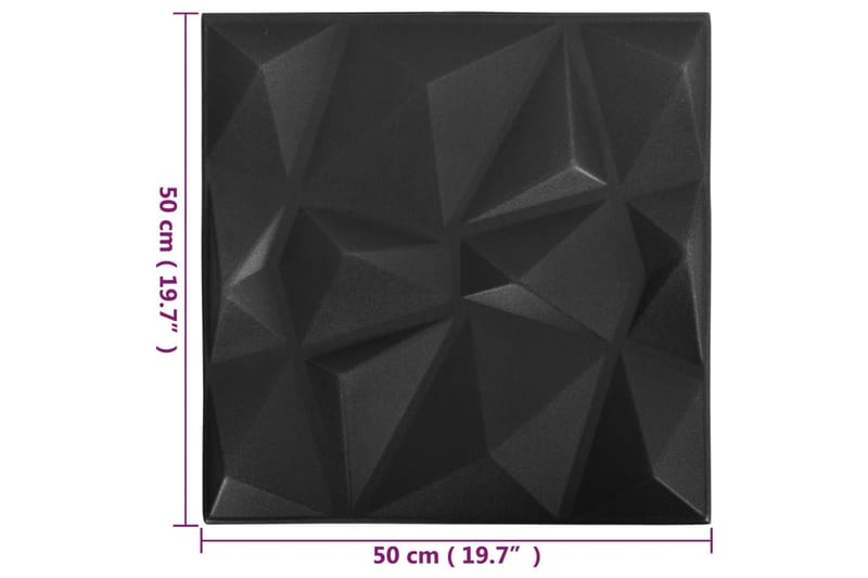 beBasic 3D-seinäpaneelit 12 kpl 50x50 cm timantinmusta 3 mÂ² - Musta - Talo & remontointi - Rakentaminen - Lattiat & seinät & katot - Lattia & seinäpinnat
