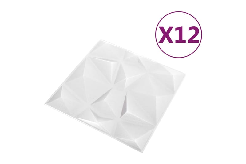 beBasic 3D-seinäpaneelit 12 kpl 50x50 cm timantinvalkoinen 3 mÂ² - Valkoinen - Talo & remontointi - Rakentaminen - Lattiat & seinät & katot - Lattia & seinäpinnat