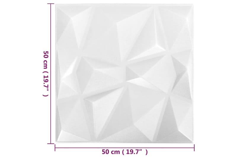 beBasic 3D-seinäpaneelit 12 kpl 50x50 cm timantinvalkoinen 3 mÂ² - Valkoinen - Talo & remontointi - Rakentaminen - Lattiat & seinät & katot - Lattia & seinäpinnat