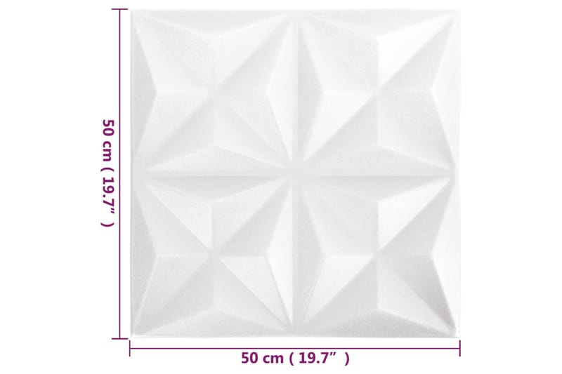 beBasic 3D-seinäpaneelit 12 kpl 50x50 cm valkoinen origami 3 mÂ² - Valkoinen - Talo & remontointi - Rakentaminen - Lattiat & seinät & katot - Lattia & seinäpinnat